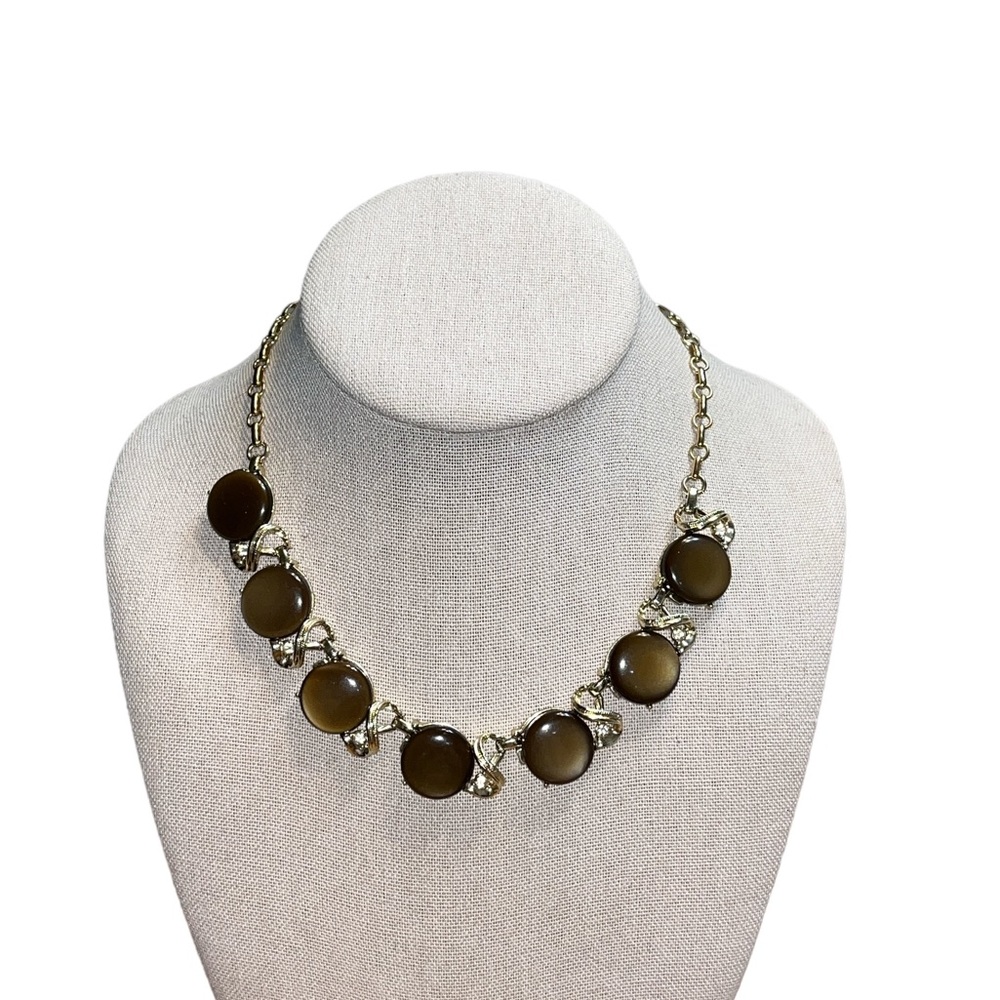 Vintage Coro Gold Tone Brown Thermoset Necklace, Earrings, and Bracelet Set